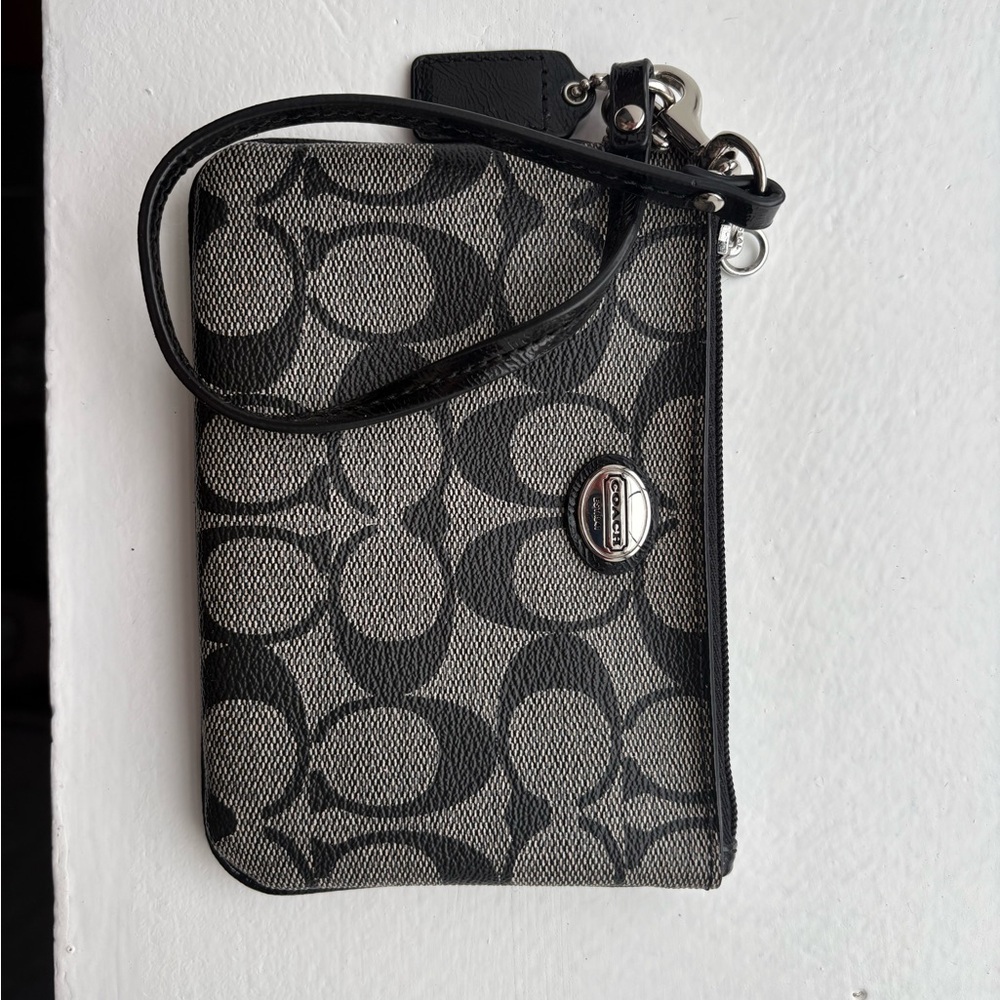 Coach Signature Black and Gray Wristlet